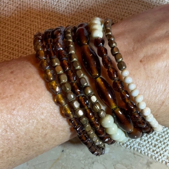 BROWNS VINTAGE AMBER WRAP BRACELET & ANKLE BRACELET & CHOKER - Picture 2 of 3